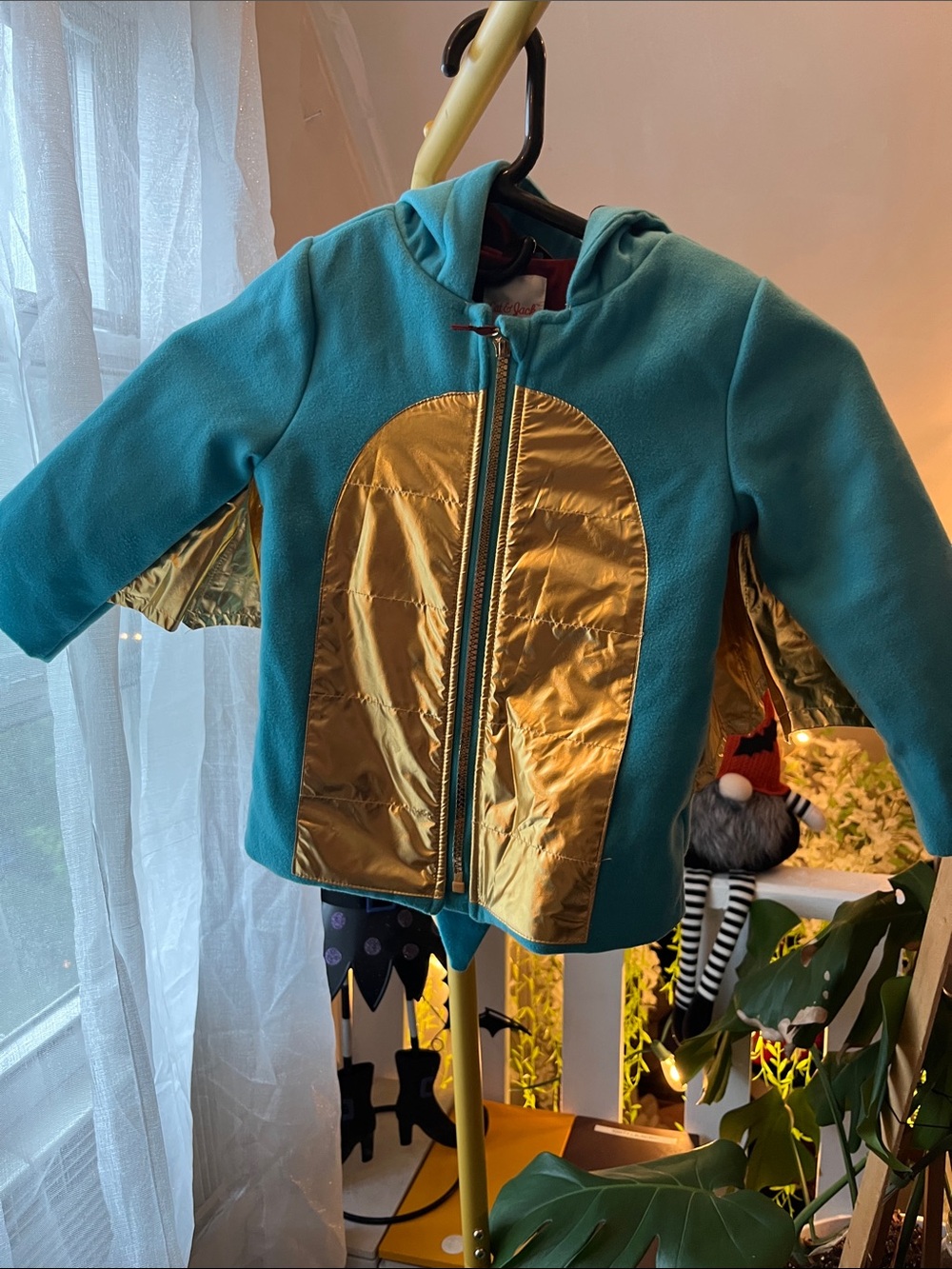 Cat & Jack Teal Hooded Jacket with Gold Panels